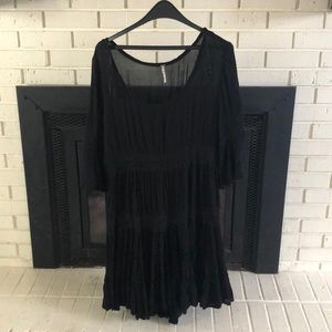 Free People Black Dress, Half Sleeve, Large